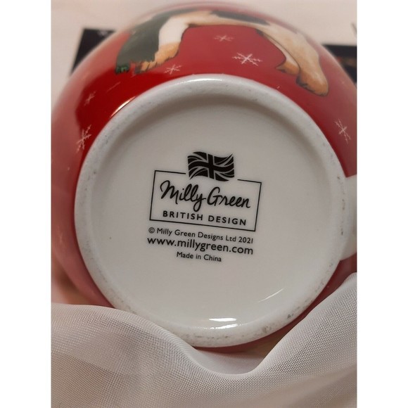 New Milly Green Christmas Dog Mug & Socks Set “Happy Holidogs" Wire Fox Terrier - Picture 8 of 8